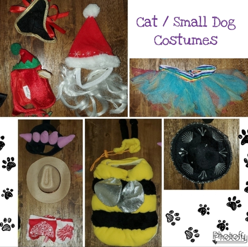 10 Piece Cat / Small Dog Christmas / Halloween Costume Bundle
